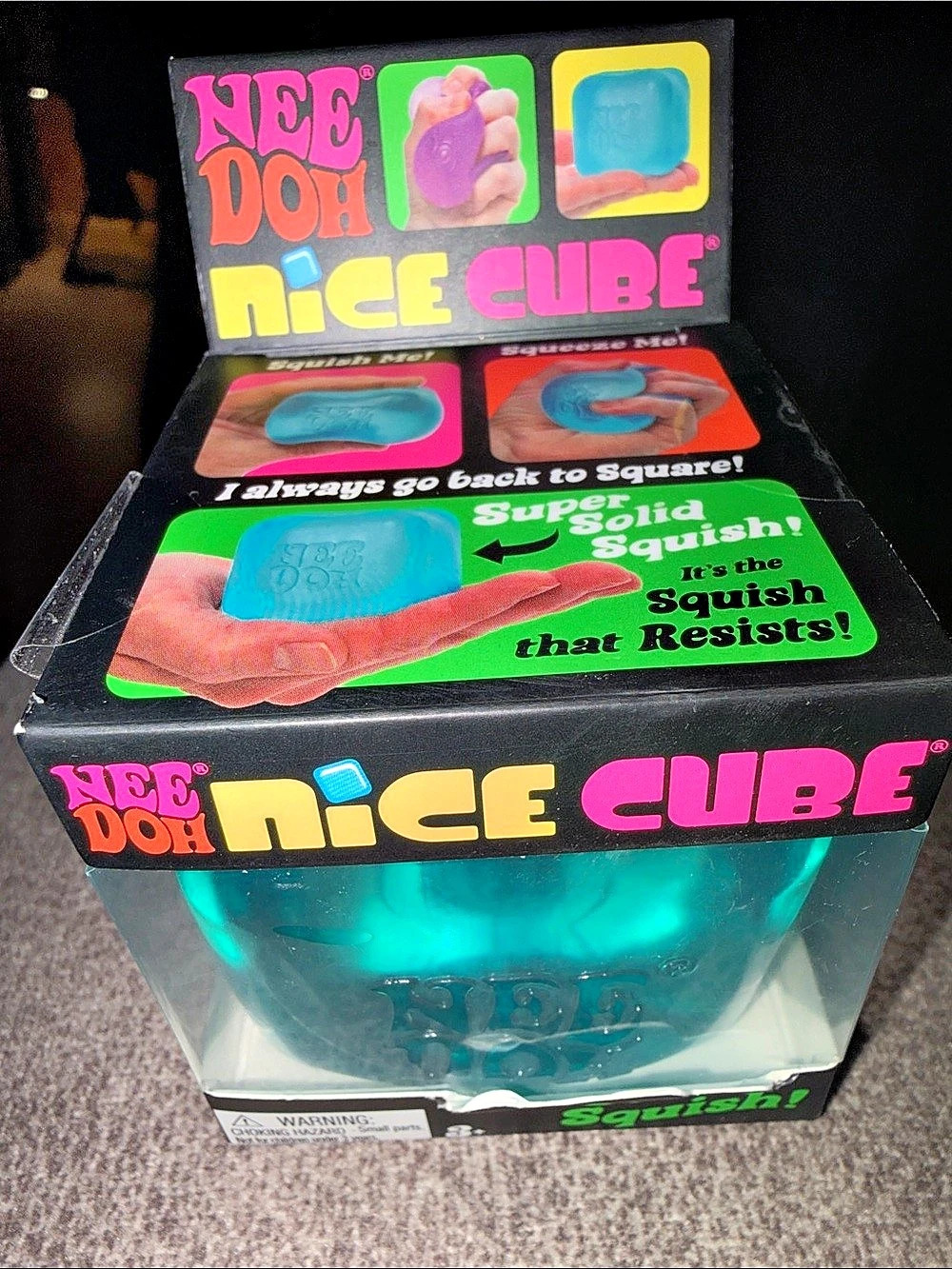 Nee Doh Nice Cube Sensory Squishy Cube Toy Blue/Teal brand new!! Never opened